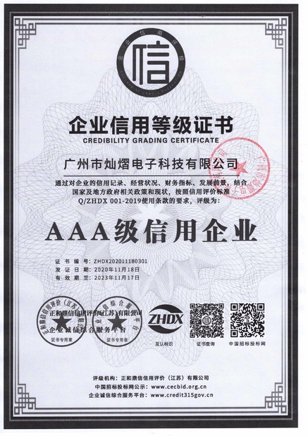 Porcellana Guangzhou Canyi Electronic Technology Co., Ltd Certificazioni